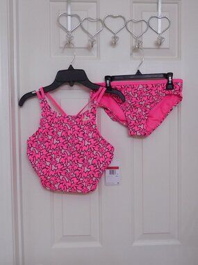 NWT 2pc Nike Hyper Pink Logo Midkini Swimsuit sz Medium